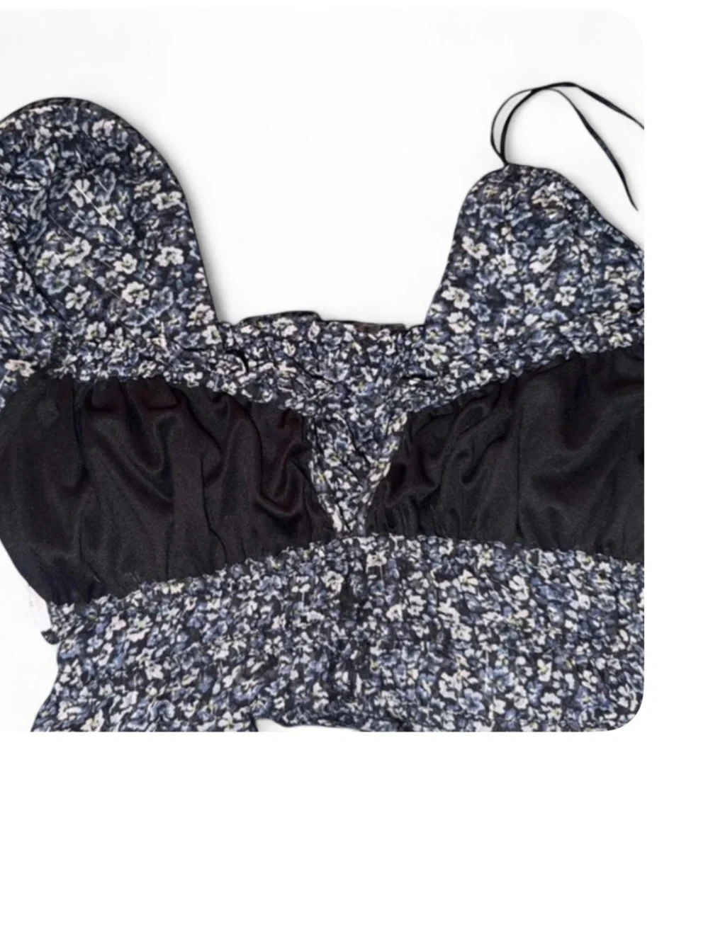 Aeropostale Brown Floral Smocked Off-the-Shoulder Crop Sweater